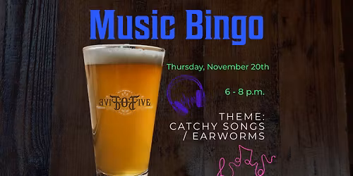 Catchy Songs\/Earworms Music Bingo