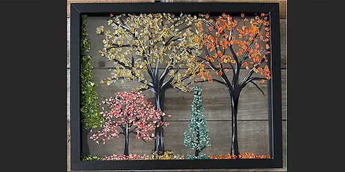 Crushed Glass Seasons Trees in Frame Paint & Crushed Glass Art Sip Class
