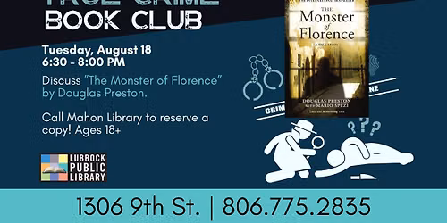 True Crime Book Club at Mahon Library