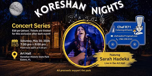 Koreshan Nights Concert Series: Sarah Hadeka