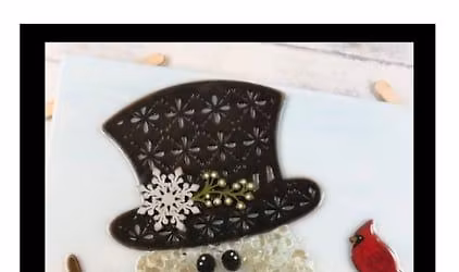 Crushed Glass Snowman Art