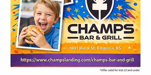 Wacky Wednesday - Kids Eat FREE at Champs Bar & Grill @ Champions Landing