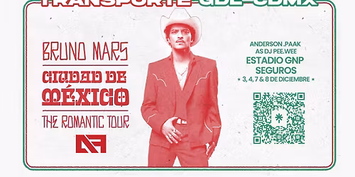 Transporte desde Guadalajara al Concierto de Bruno Mars en el Estadio GNP Seguros