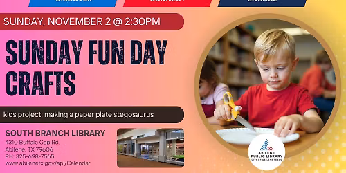 Sunday Fun Day: Paper Plate Stegosaurus (South Branch)