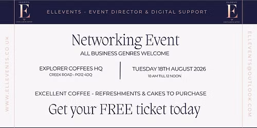 JOIN US FOR A FREE networking event TUESDAY 18TH AUGUST 2026 - 10 AM TILL NOON EXPLORER COFFEES