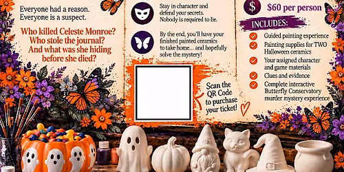 Ca\u00f1on City M**der Mystery Pottery Paint and Sip