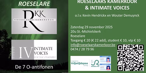 Adventsconcert Ero Cras | "Ik zal er morgen zijn" | Roeselaars Kamerkoor & Intimate Voices 
