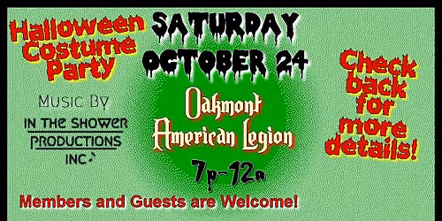 Halloween Karaoke at Oakmont Am Legion 10\/24\/26, 7pm-12a