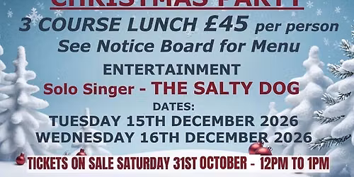 CHRISTMAS DINNER - TICKET SALE DATE