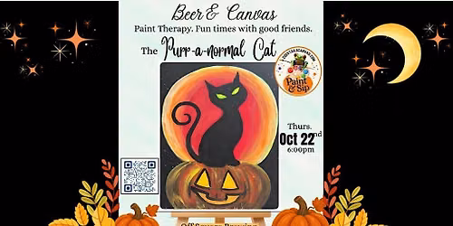 "PURR-a-Normal Cat"Cocktails and Canvas Fun Halloween Paint & Sip Art Event