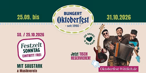 Oktoberfest Wittlich - Festzelt-Sonntag mit Saustark & regionalem Musikverein