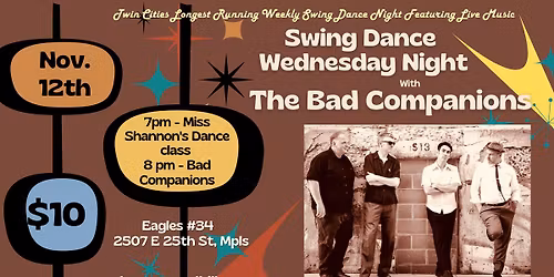 The Bad Companions at Swing Dance Wednesday Night 11\/12