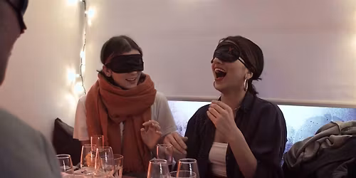Blindfolded wine tasting