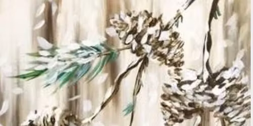 Paint night- Red Cardinal in a Winter Pine