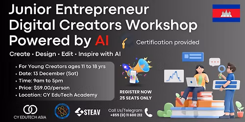 Junior Entrepreneur Digital Creators Powered by AI (Ages 11\u201318)