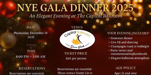 NYE Dinner Dance Party hosted by Sunny Dance