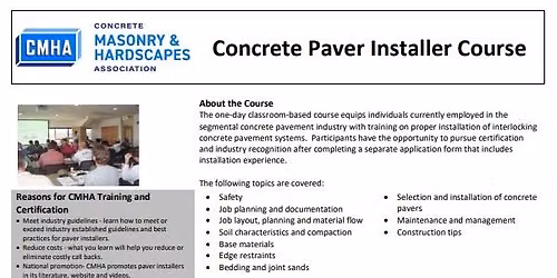 English - CMHA Paver Installer Course