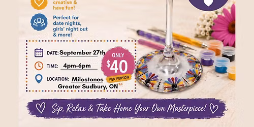 Greater Sudbury-Sip, Dot & Unwind -Wine glass Dot-Painting Workshop
