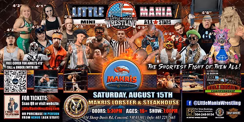 Concord, NH - Little Mania Mini Wrestling @ Markis Steakhouse - FRIDAY!