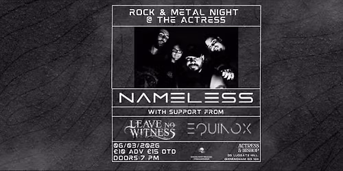 ROCK AND METAL NIGHT @ THE ACTRESS AND BISHOP
