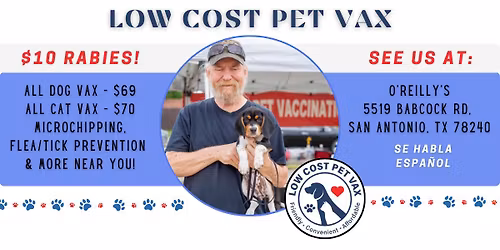 San Antonio Low Cost Pet Vax Clinic (Babcock Rd) - $10 Rabies