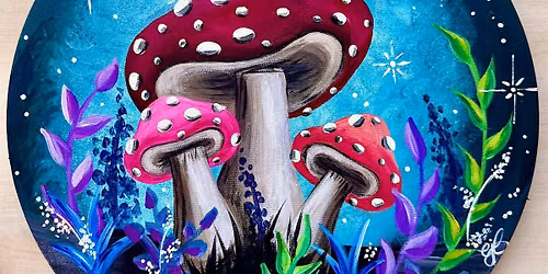 Magnificent Mushrooms Round OR Rectangular Painting at Downhill Parker