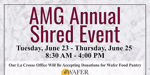 La Crosse Office Annual Shred + Food Drive Benefitting WAFER Food Pantry