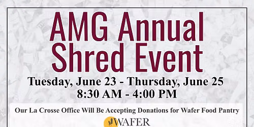 La Crosse Office Annual Shred + Food Drive Benefitting WAFER Food Pantry