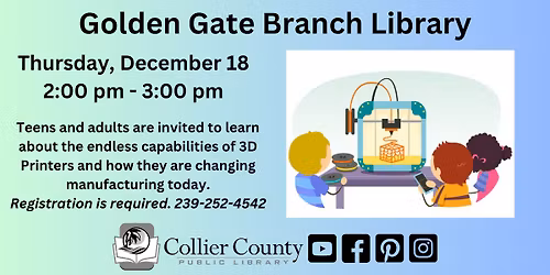 Introduction to 3D Printers at Golden Gate Branch Library