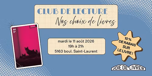 Club de lecture Joie de livres - Au 5e de MP Boisvert