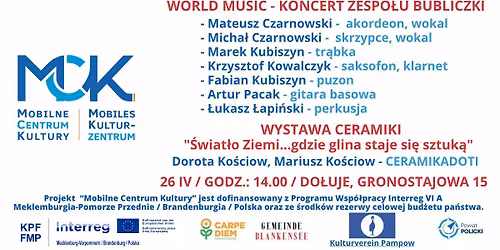 KONCERT ZESPO\u0141U BUBLICZKI, WYSTAWA CERAMIKI - PRACOWNIA CERAMIKADOTI