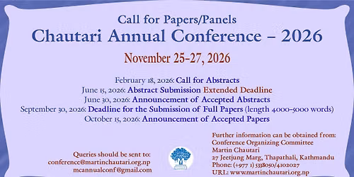 Call for Papers\/Panels: Chautari Annual Conference \u2013 2026 [deadline extended]