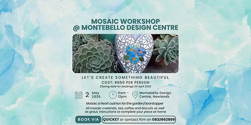 Mosaic a Garden Cushion at Montebello Design Studio, Newlands, 2 May '26