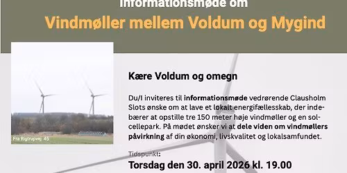 INFORMATIONSM\u00d8DE OM VINDM\u00d8LLEPROJEKT IMELLEM VOLDUM OG MYGIND