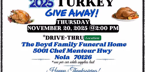 2025 - Drive-thru Turkey Giveaway!