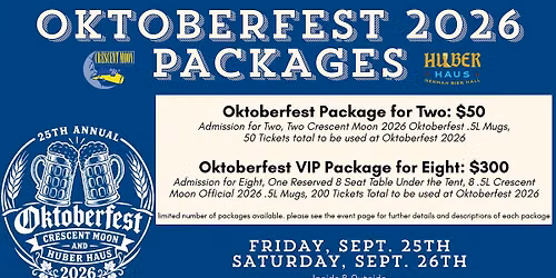 Oktoberfest Packages 2026 - Crescent Moon