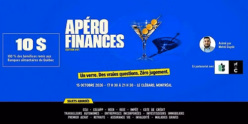 Ap\u00e9ro Finances #01 | R\u00e9seautage et strat\u00e9gie financi\u00e8re \u00e0 Montr\u00e9al
