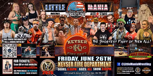 Keyser, WV - Little Mania Mini Wrestling @ Keyser Volunteer Fire Department