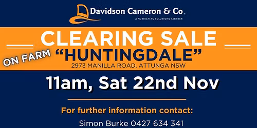 "Huntingdale" ~ On Farm Clearing Sale
