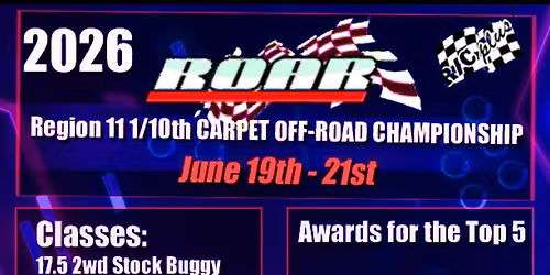 Rcplus Roar 1\/10 Carpet Regional. 3 day event