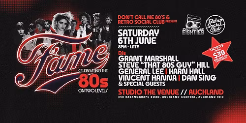 Fame. Celebrate the music of the most magnificent decade, the 80s!!