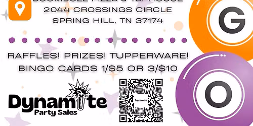 Tupperware TN Bingo - October 12th - Spring Hill, TN!
