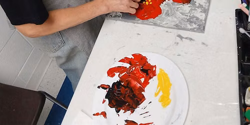 Red Flowers Pallet Knife Acrylic and Mixed Media on Canvas