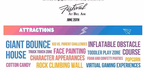 COMING TO THE FESTIVAL IN BEL AIR, FUN EVENT FOR THE KIDS!