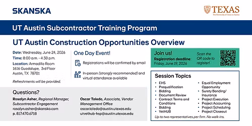 Skanska USA & UT Austin Subcontractor Training Class
