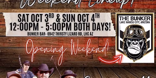 Crosscutt LIVE at THE BUNKER BAR Opening Weekend! Sat Oct 3rd & Sun Oct 4th 2026!!!