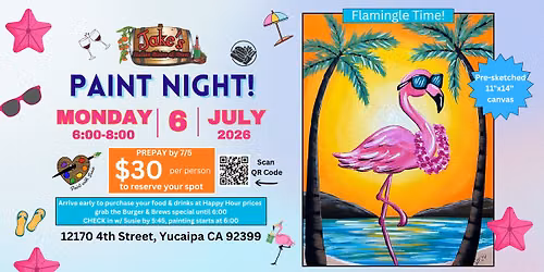 Paint Night at Jake's Bistro & brew, 7\/6 "Flamigle Time!"