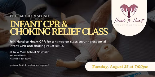 Infant CPR & Choking Relief Class with Hand to Heart CPR