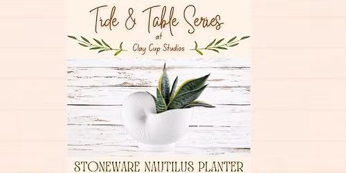 Tide and Table: A Coastal Stoneware Series - Nautilus Planter