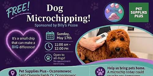 Free Microchip Clinic Oconomowoc Pet Supplies Plus